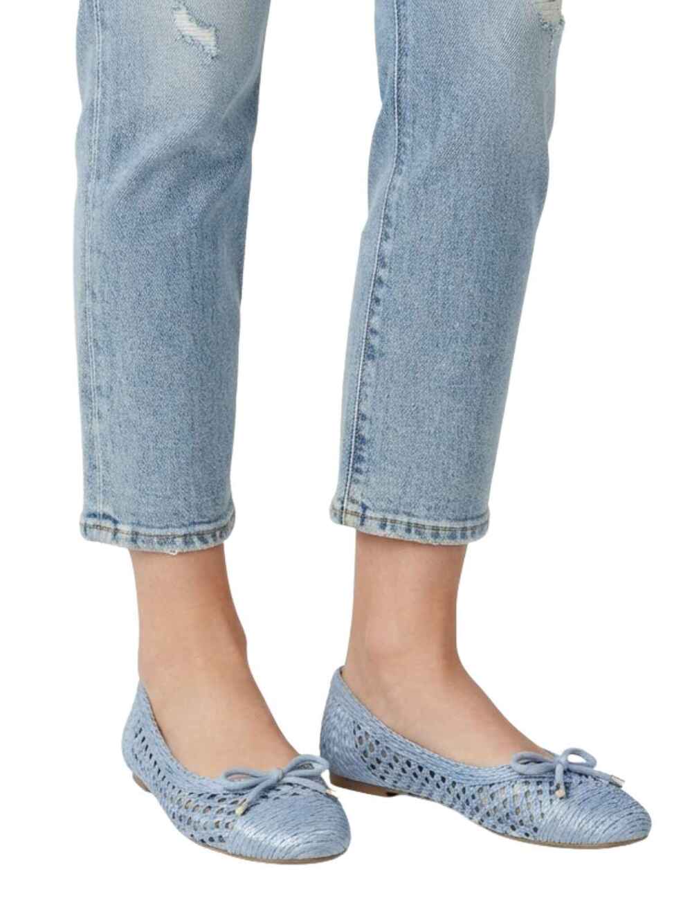 Bandolino Marafia Light Blue Woven Bow Ballet Flats Slip On Women's Size 9M